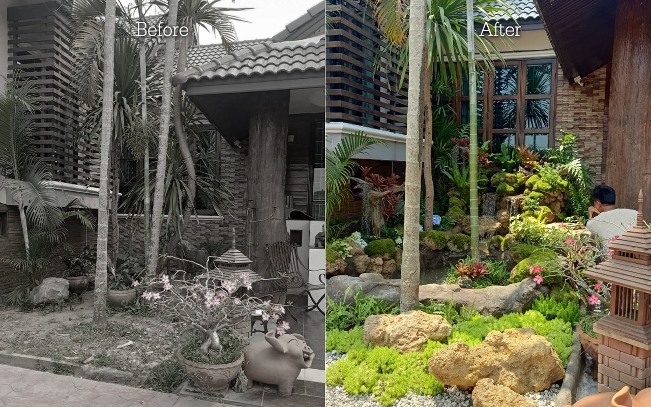รับออกแบบ จัดสวน น้ำตก หินฟองน้ำ landscape design