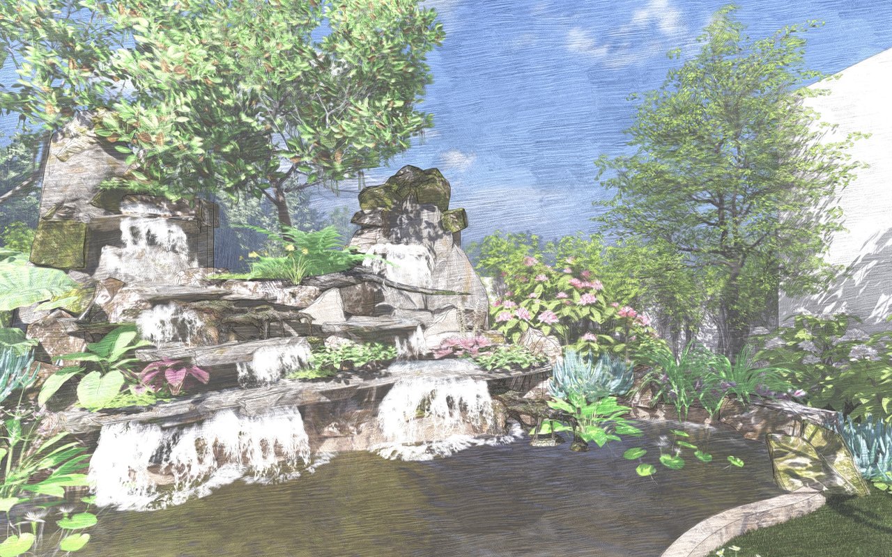 รับออกแบบ จัดสวน น้ำตก หินเทียม landscape design
