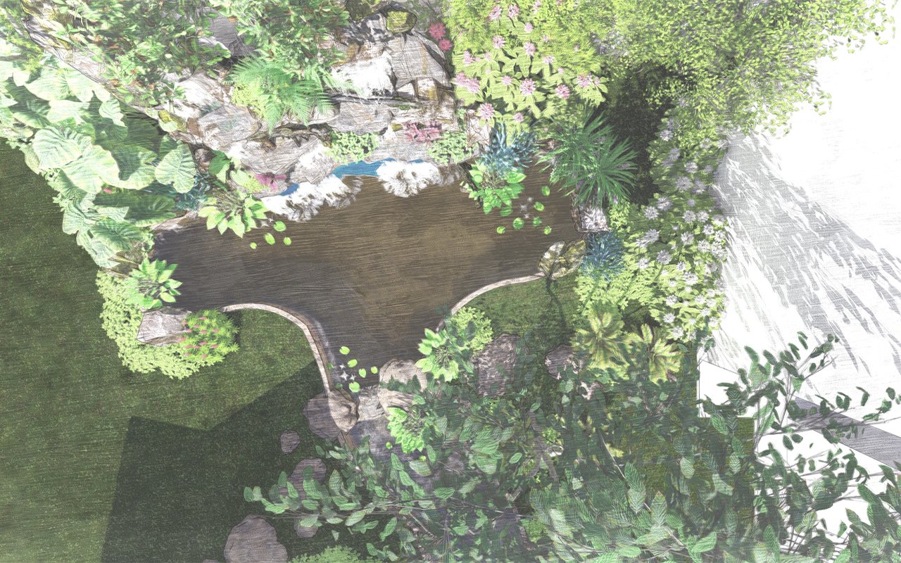 รับออกแบบ จัดสวน น้ำตก หินเทียม landscape design