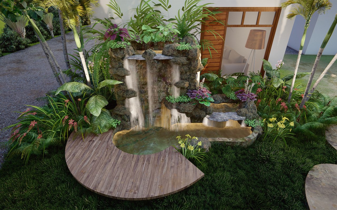 รับออกแบบ จัดสวน น้ำตก หินเทียม landscape design