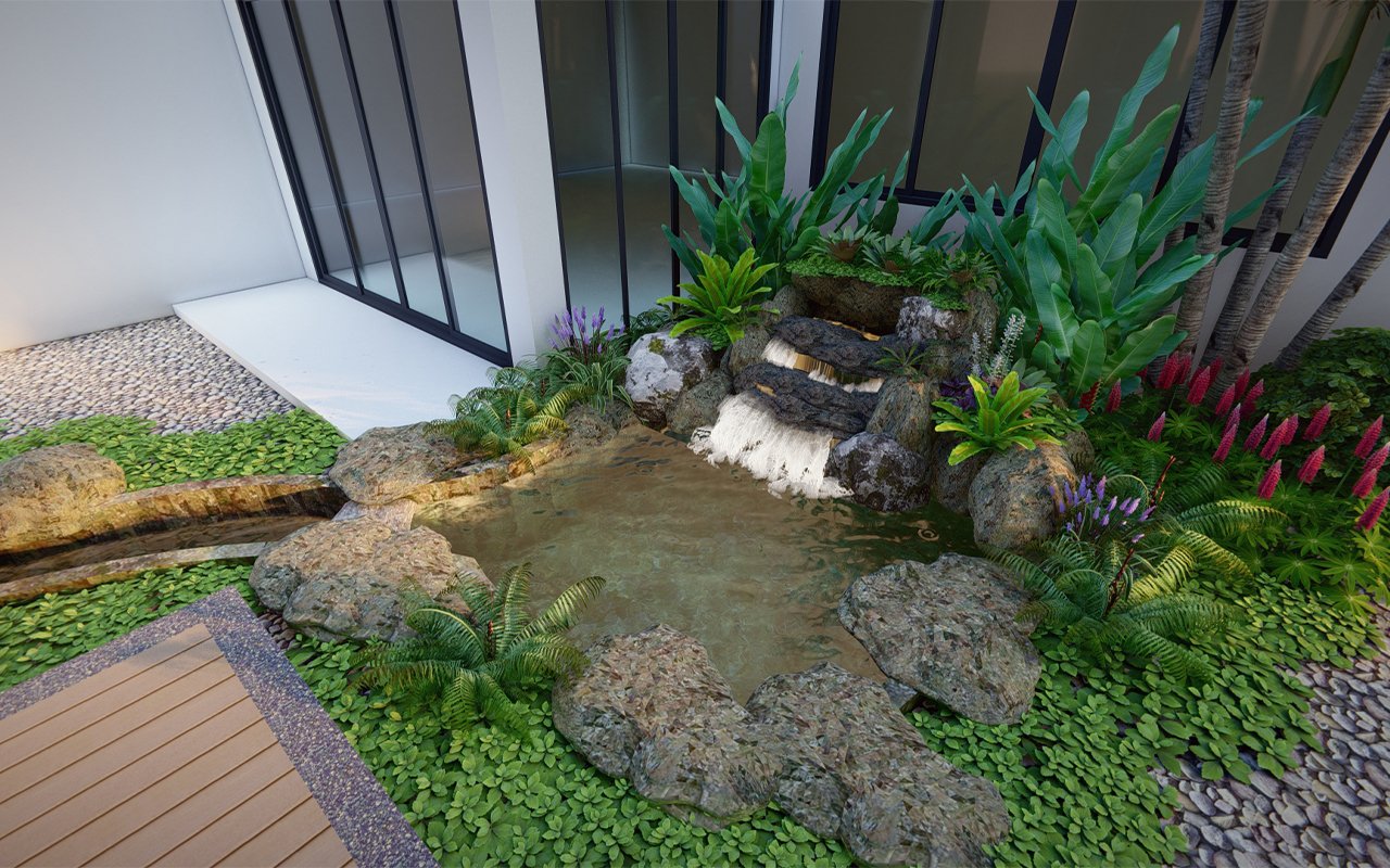รับออกแบบ จัดสวน น้ำตก หินเทียม landscape design