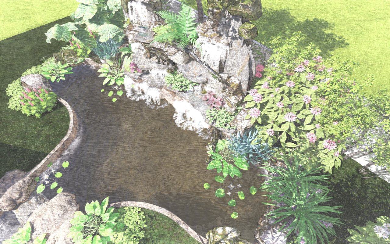 รับออกแบบ จัดสวน น้ำตก หินเทียม landscape design