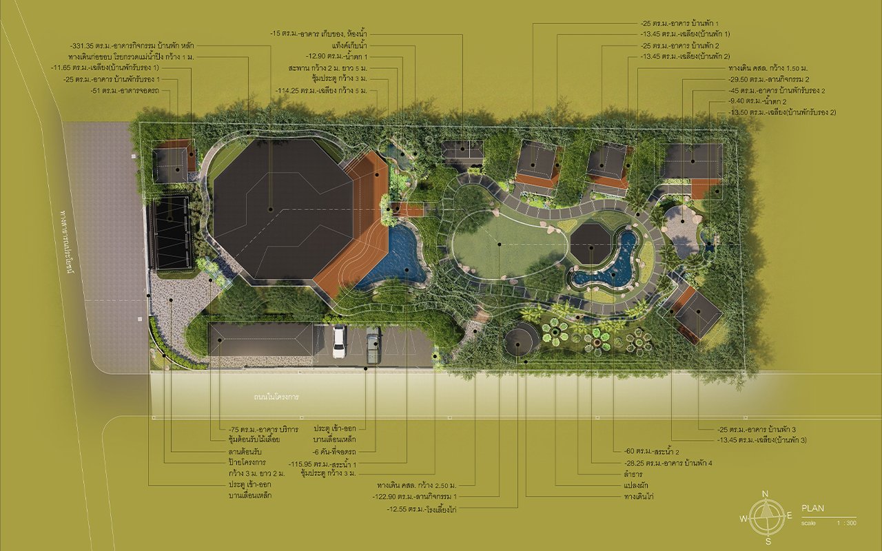 ออกแบบและเขียนแบบ ที่พักฟาร์มสเตย์ เชียงใหม่ พัทยา ชลบุรี Landscape Architecture Design Wellness Retreat Farm stay