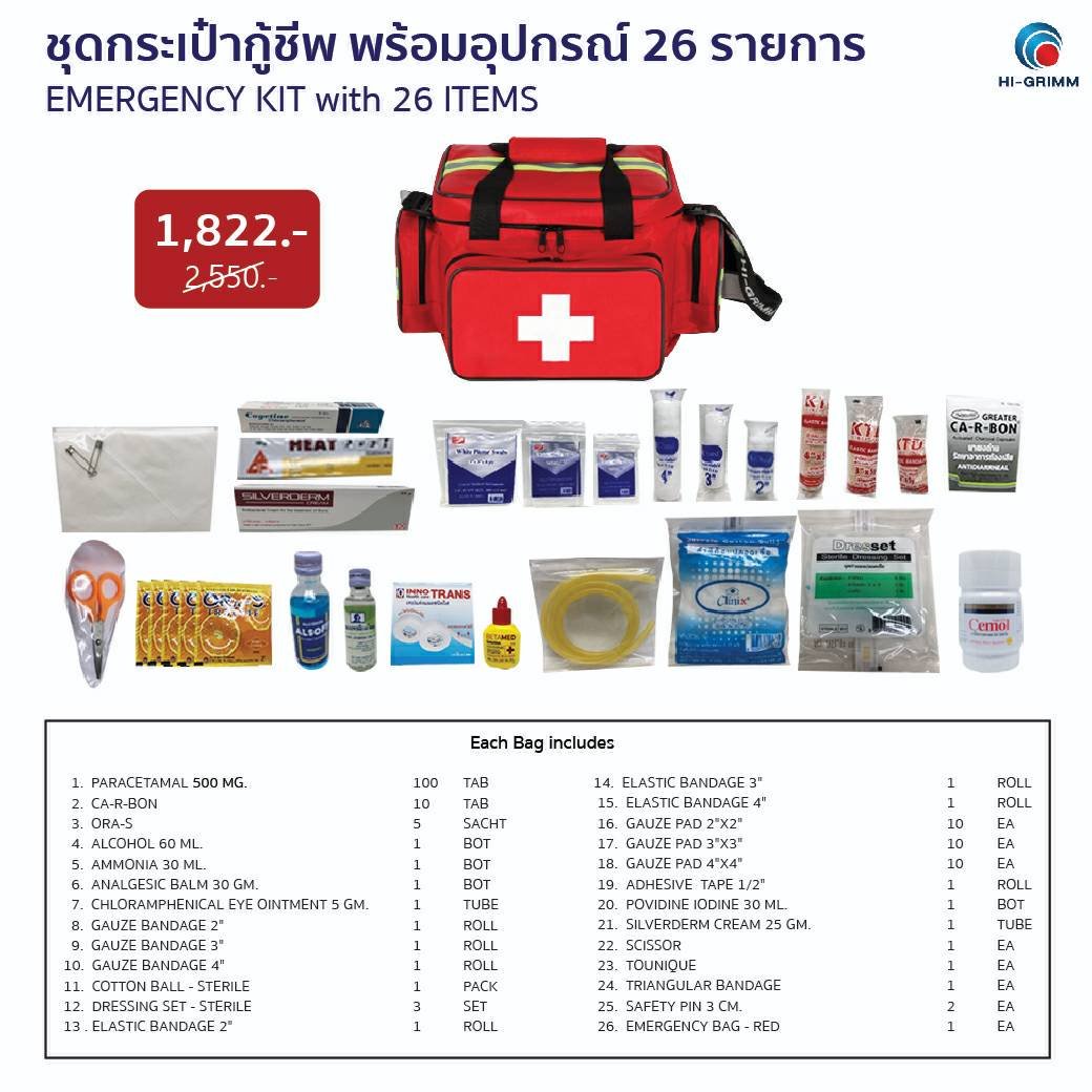 EMERGENCY KIT WITH 26 ITEMS