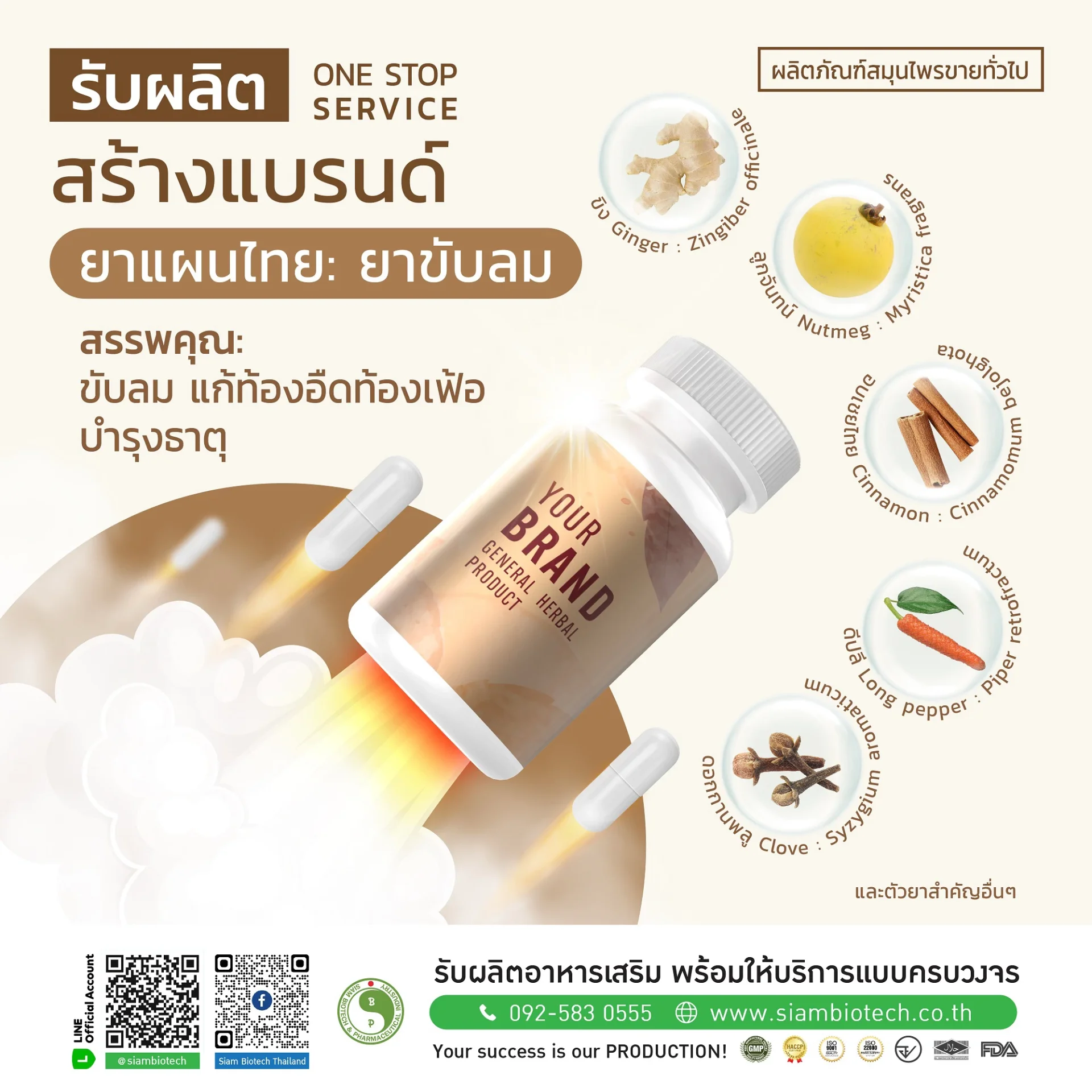 รับผลิตยาขับลม_Siam Biotech โรงงานรับผลิตอาหารเสริมและยาแผนไทย แบบครบวงจร