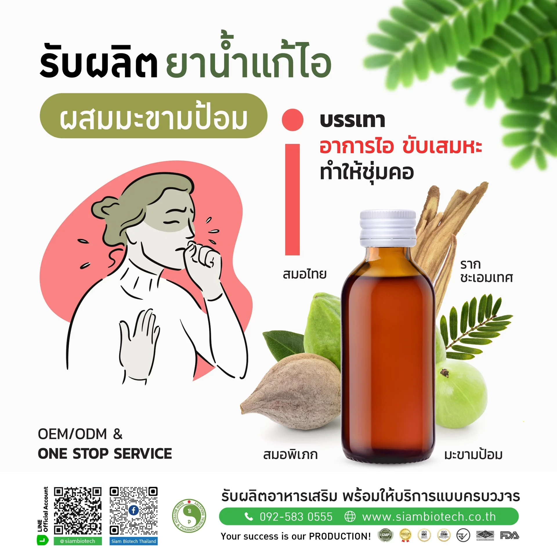 รับผลิตยาน้ำแก้ไอ - Siam Biotech โรงงานรับผลิตอาหารเสริมและยาแผนไทบ แบบครบวงจร รับผลิตยาน้ำแก้ไอ - Siam Biotech โรงงานรับผลิตอาหารเสริมและยาแผนไทบ แบบครบวงจร