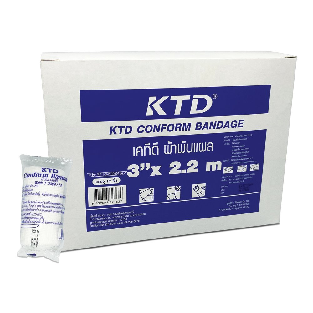 KTD CONFORM BANDAGE เคทีดี ผ้าพันแผลใช้พันเพื่อปิดบาดแผล ขนาด: 3 in ...