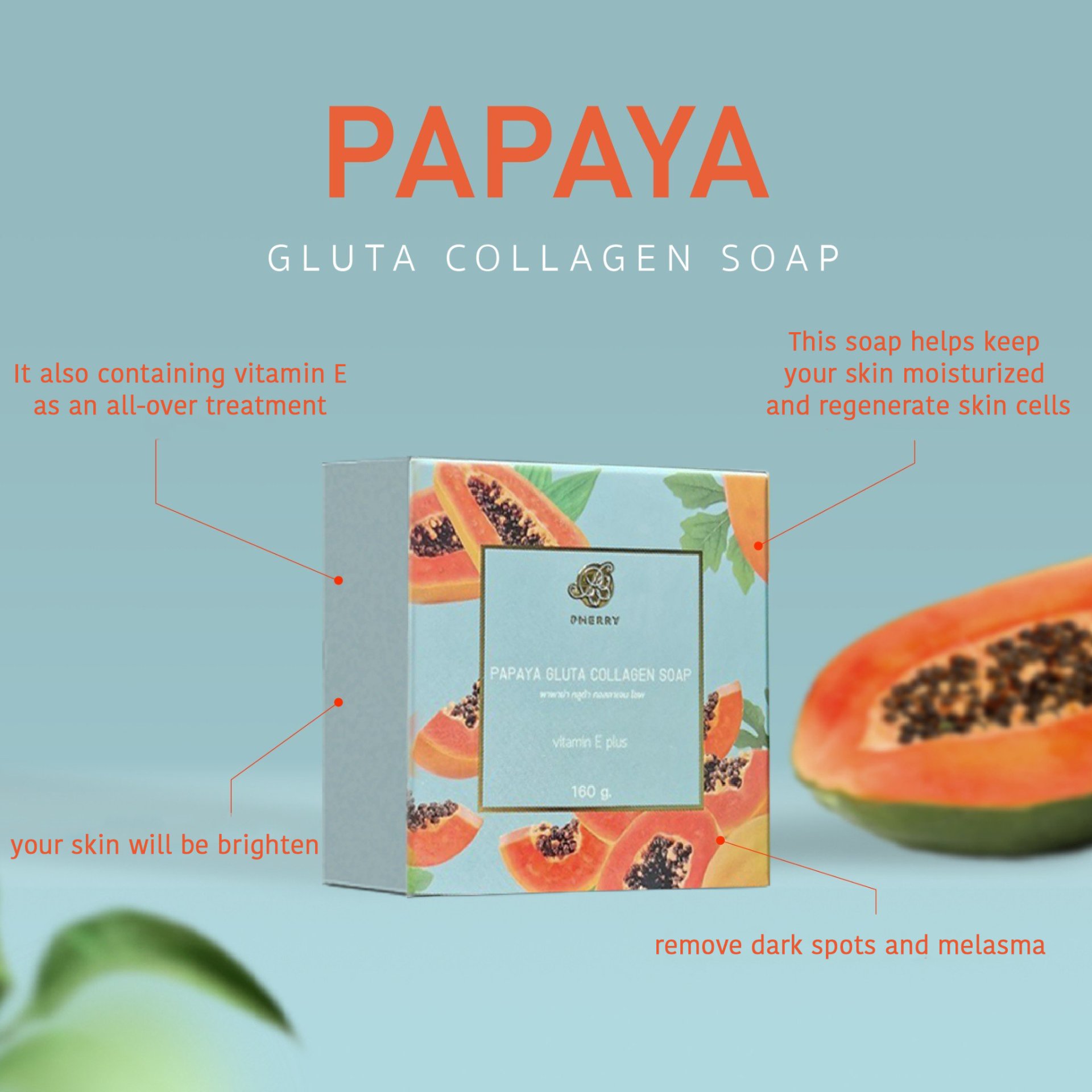 PMERRY PAPAYA GLUTA COLLAGEN SOAP nanathaisouq