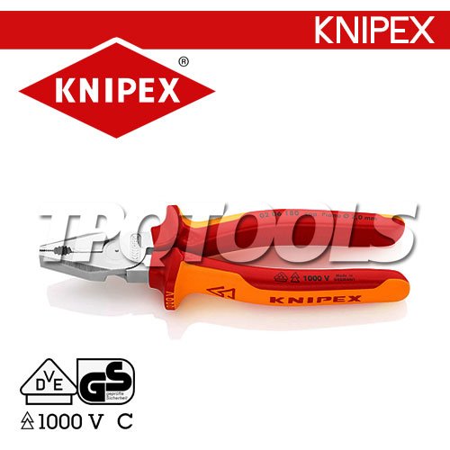 KN0206200 คีมปากจิ้งจกรุ่นงานหนัก 200 มม.ด้ามฉนวน VDE1000 "KNIPEX"