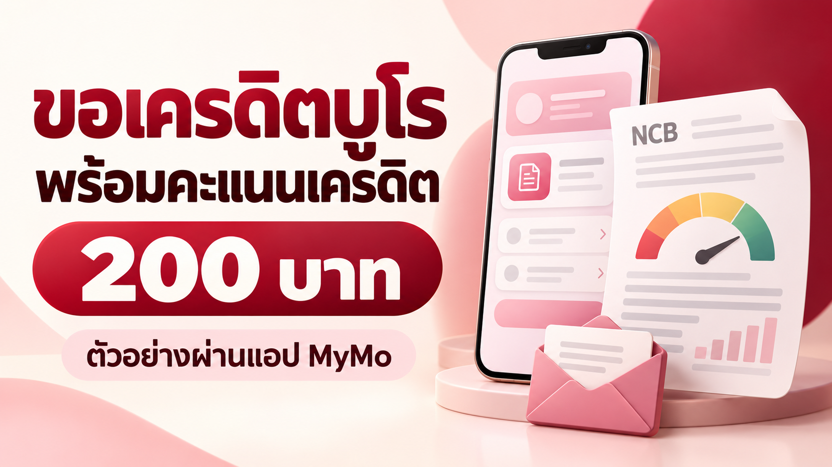 ขอเครดิตบูโรพร้อมคะแนนเครดิต 200 บาท ตัวอย่างผ่านแอป MyMo