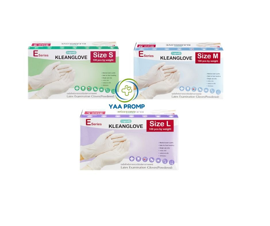 KLEAN GLOVE คลีนโกลฟ ถุงมือยาง ชนิดมีแป้ง (ไซส์ S,M,L)