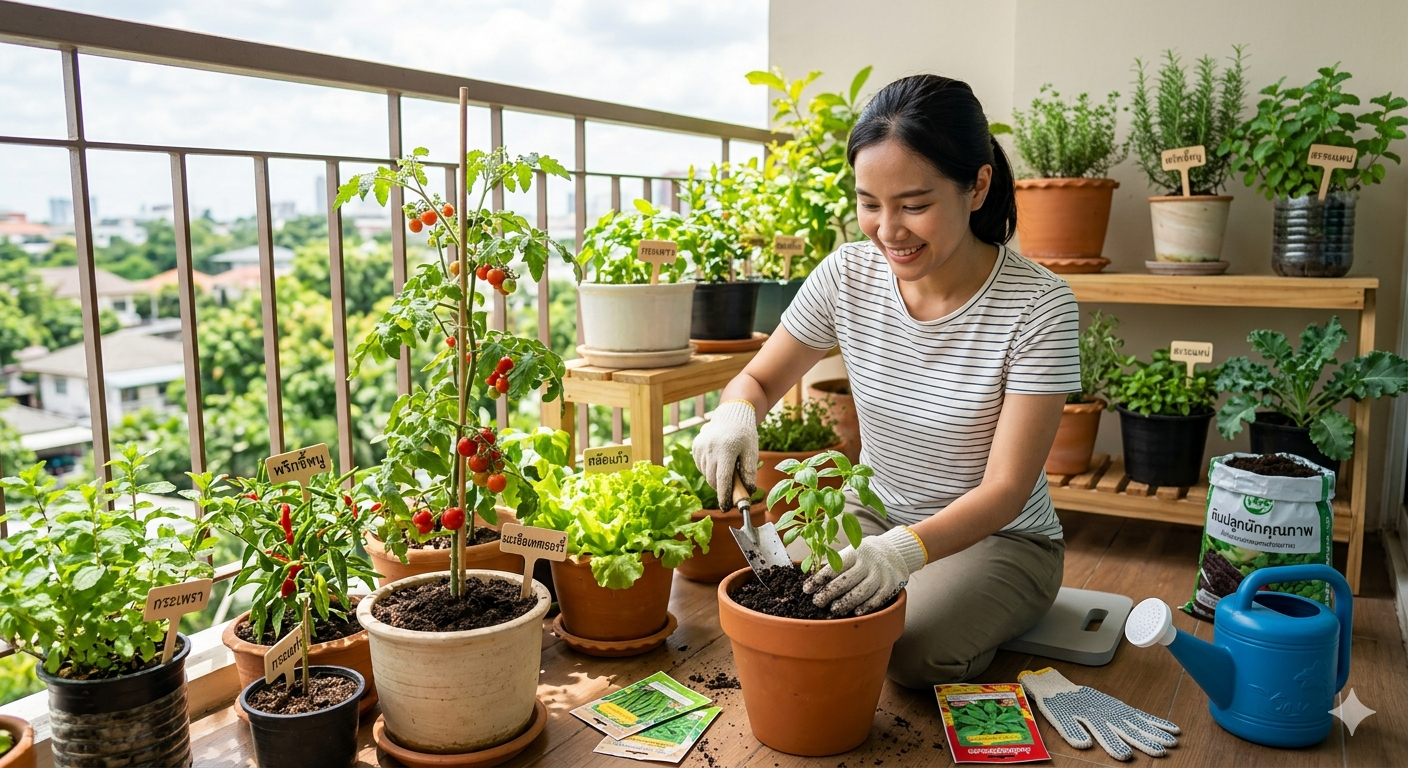 วิธีปลูกผักสวนครัวในกระถาง สำหรับมือใหม่ ทำได้ง่ายๆ ที่บ้าน