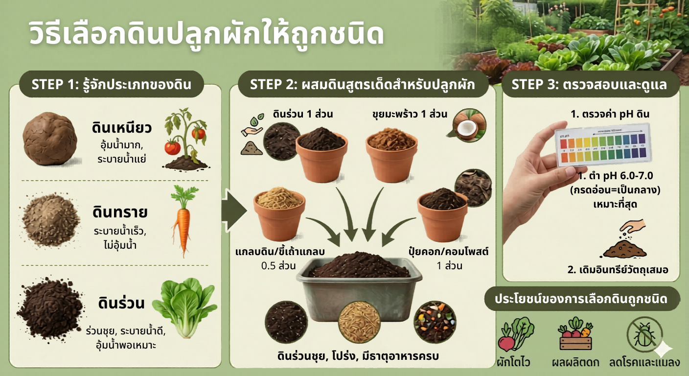 วิธีเลือกดินปลูกผัก