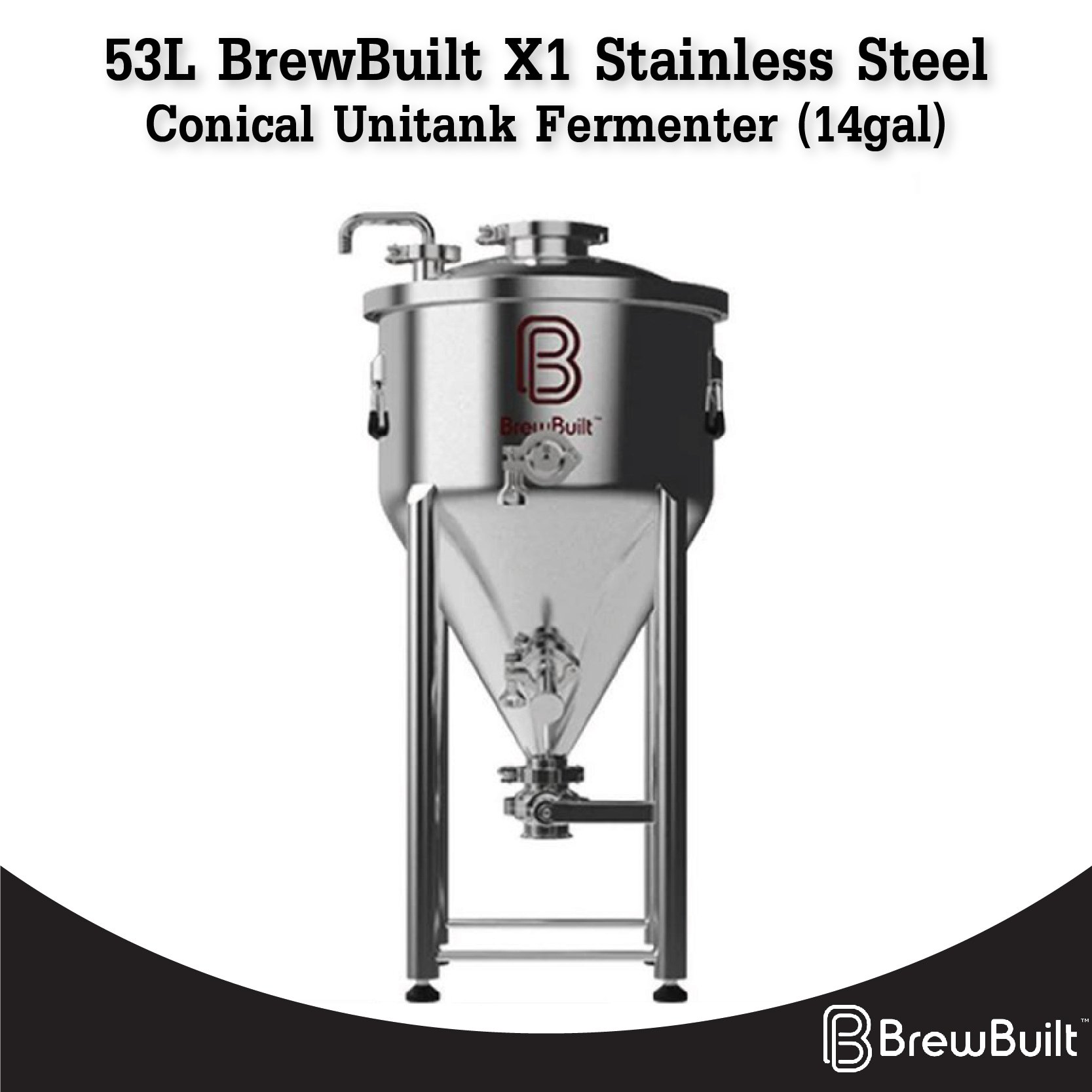 53L BrewBuilt X1 Stainless Steel Conical Unitank Fermenter (14gal)
