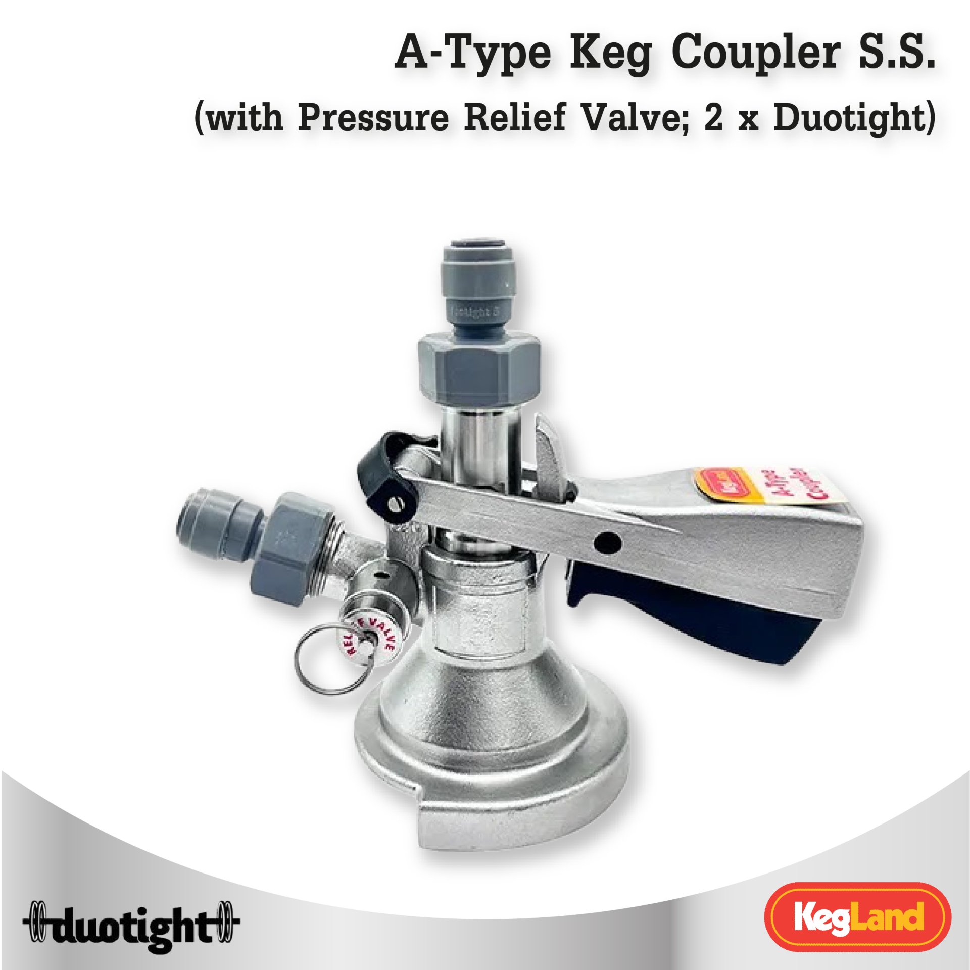 A-Type Keg Coupler S.S. (with Pressure Relief Valve; 2 x Duotight)
