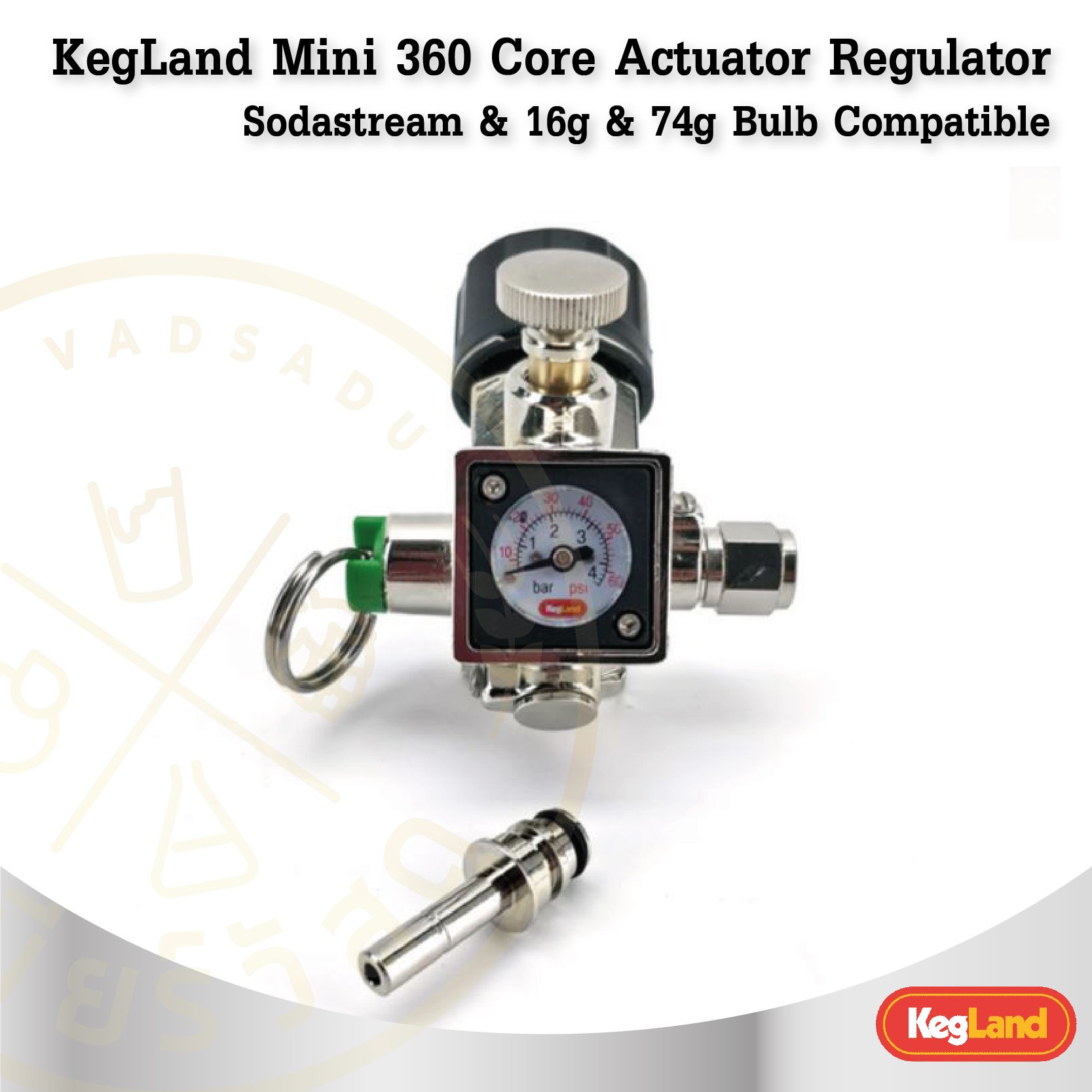 มินิ เรคกูเลเตอร์        KegLand Mini 360 Core Actuator Regulator - Sodastream & 16g & 74g Bulb Compatible
