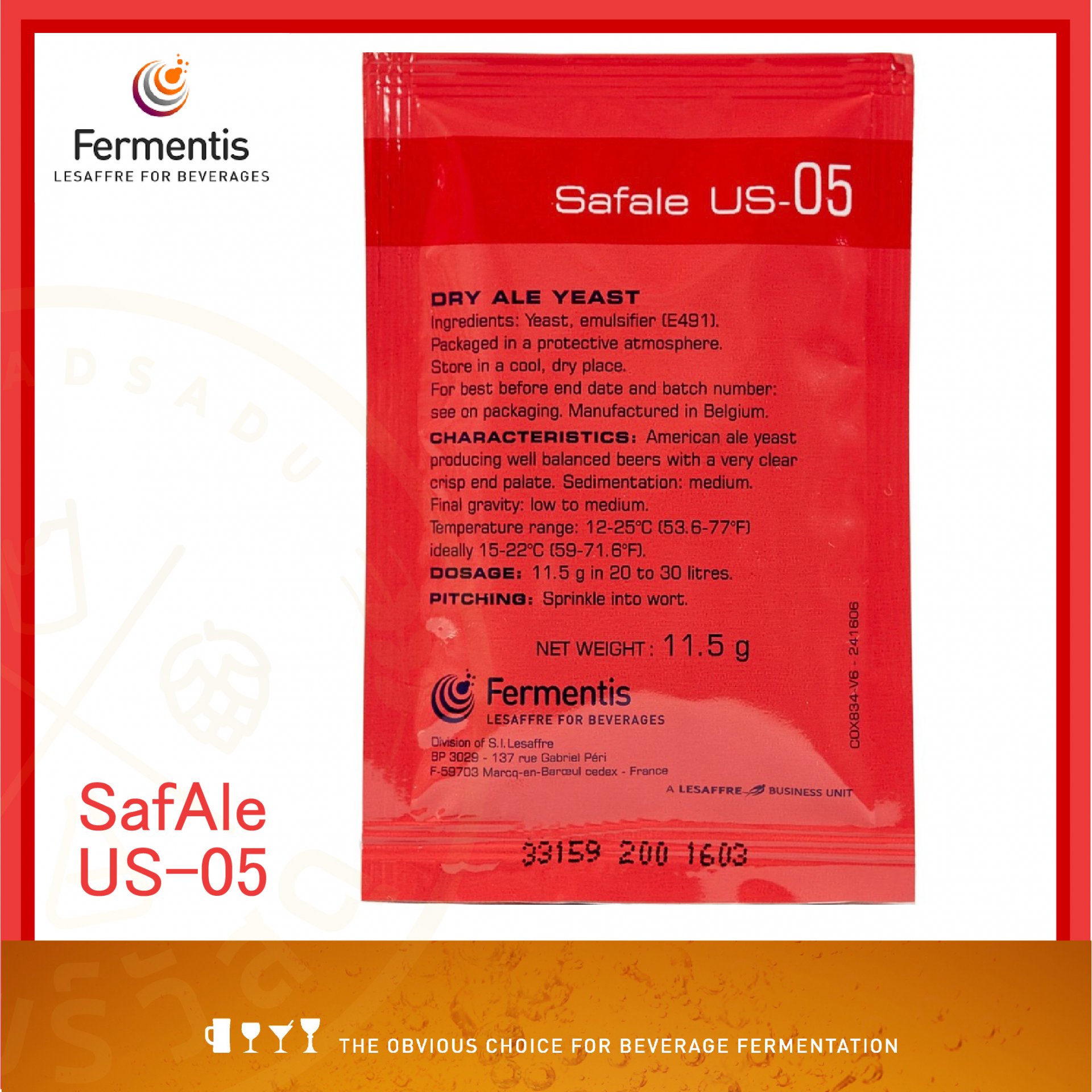 ยีสต์แห้ง Fermentis Safale US-05