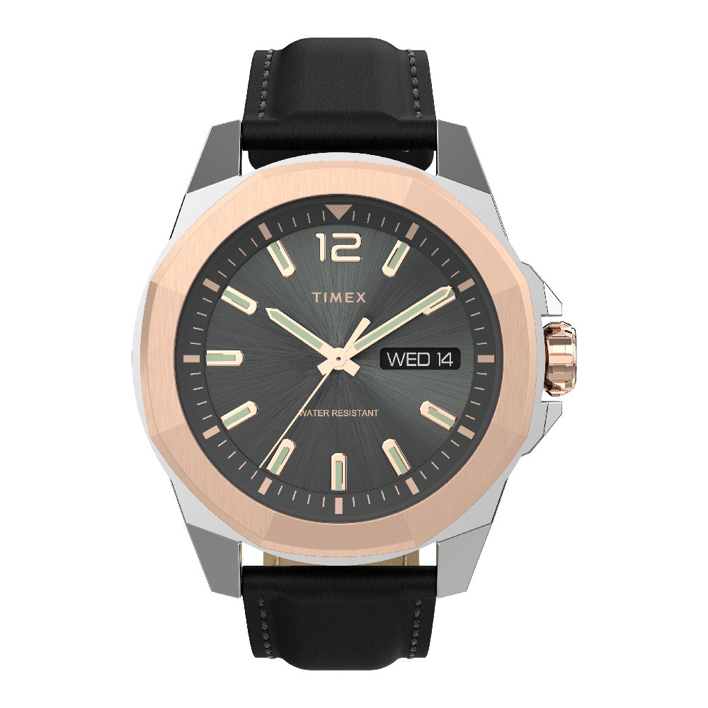 Timex W22 ESSEX DAYDATE 44MTWOTONนาฬิกาข้อมือผู้ชายและผู้หญิง สีเงิน