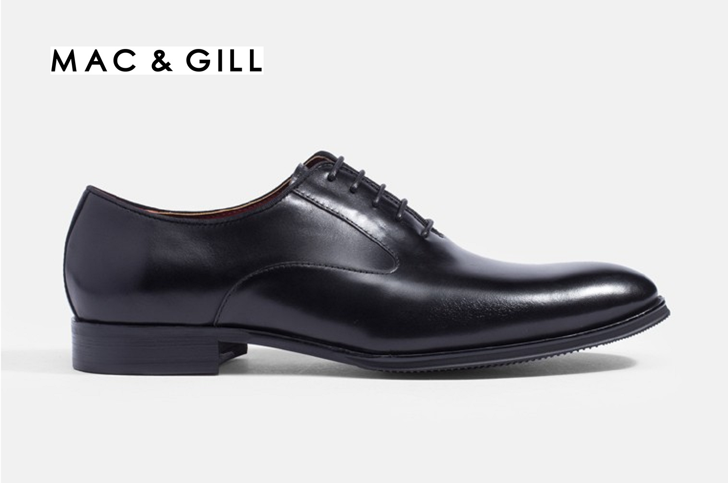 MAC&GILL รองเท้าผู้ชายหนังแท้แบบผูกเชือกถูกระเบียบทางการสีดำ WHOLECUT LEATHER LACE UP SHOES