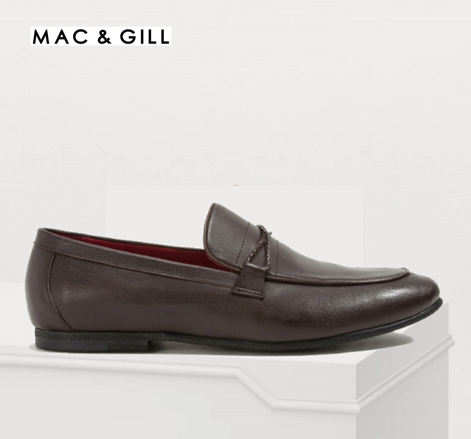รองเท้าผู้ชายหนังแท้แบบโลฟฟเฟอร์สีน้ำตาล MAC&GILL