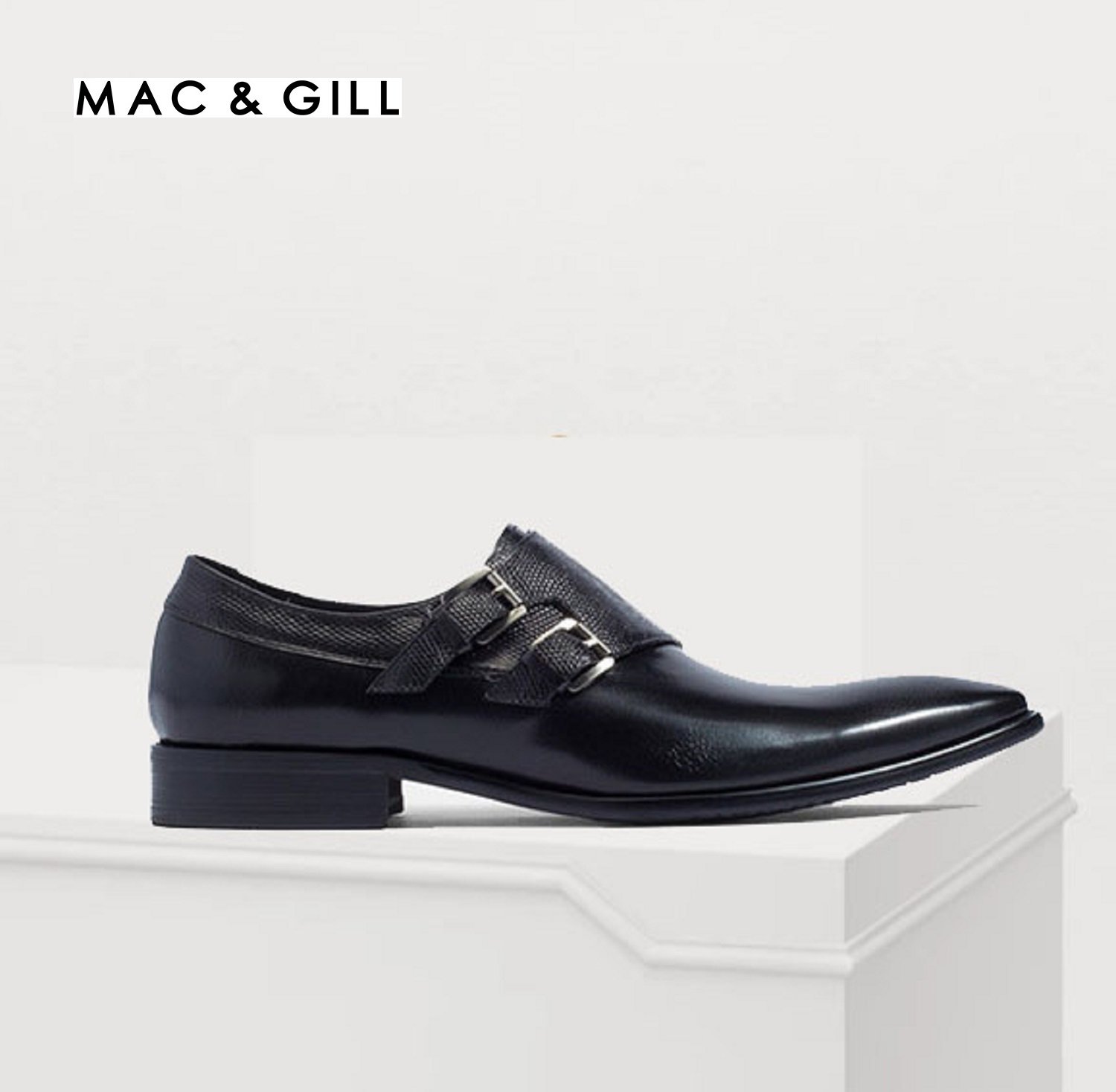 Exotic MONKSTRAP DOUBLE BUCKLE LEATHER SHOES - mac-gill