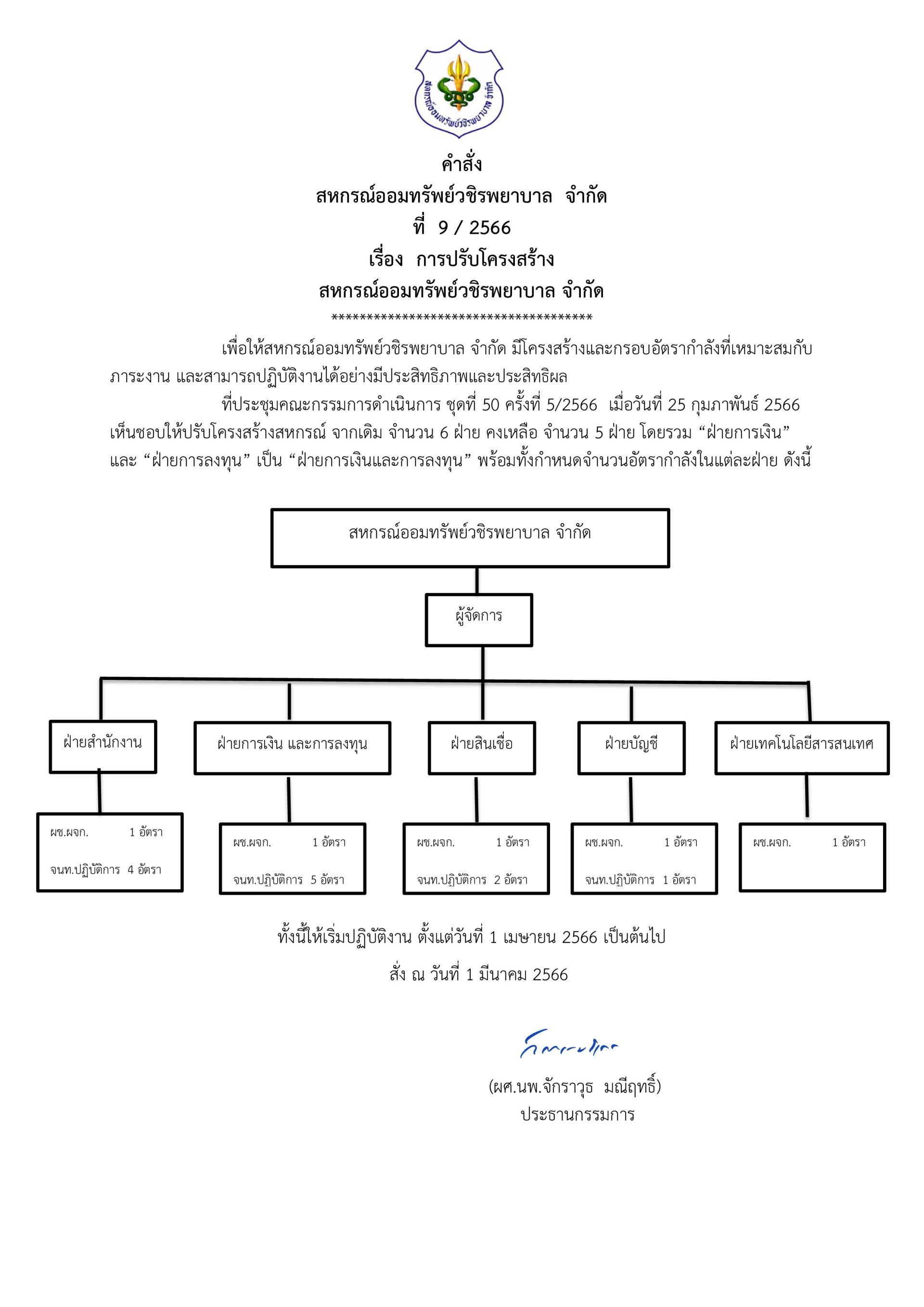 การปรับโครงสร้างสหกรณ์ออมทรัพย์วชิรพยาบาล จำกัด
