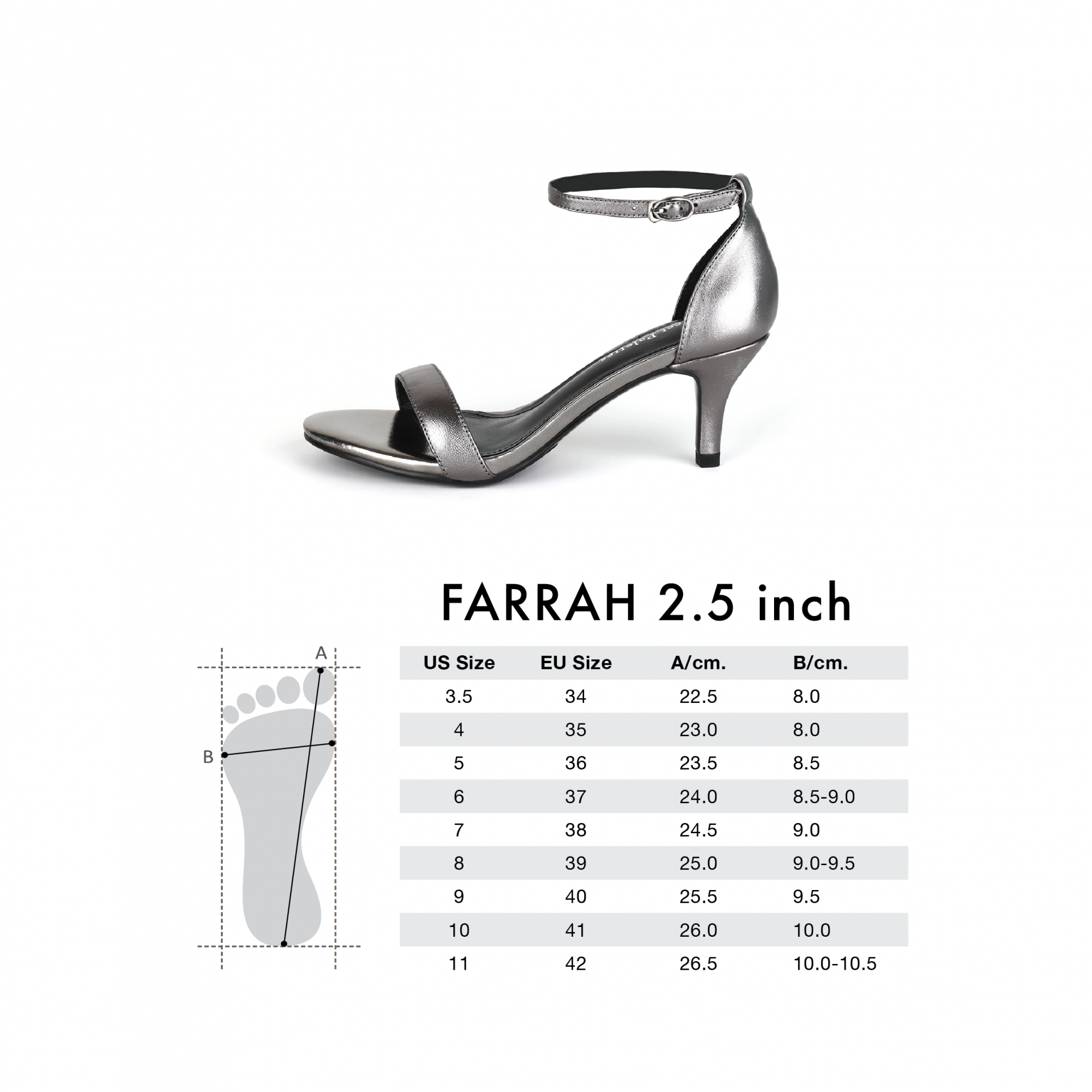Farrah 2.5 inch Gun Metal