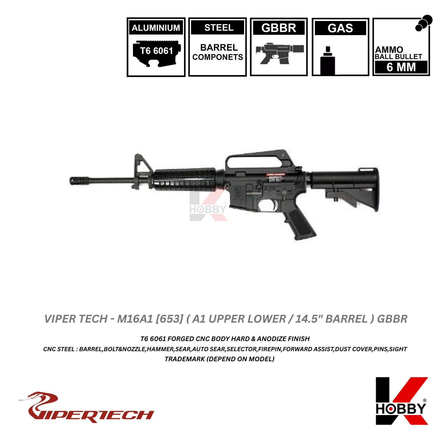 [ สั่งจองล่วงหน้าเท่านั้น ] VIPERTECH - M16A1 (653) GBBR