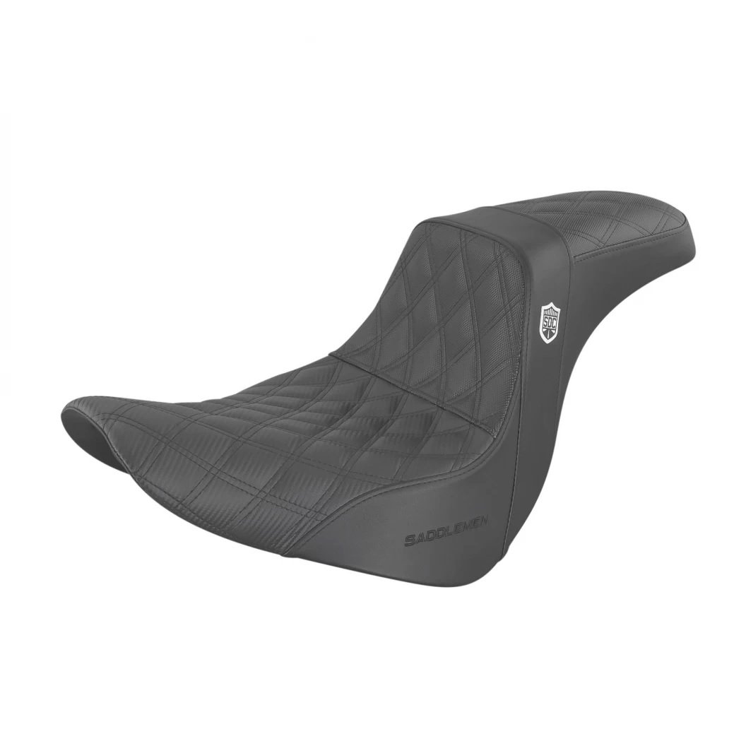 SADDLEMEN Seat-Pro Series SDC Performance without Backrest-Full Lattice Stitch/Lumbar Gripper-Black SOFTAIL LOW S/ST