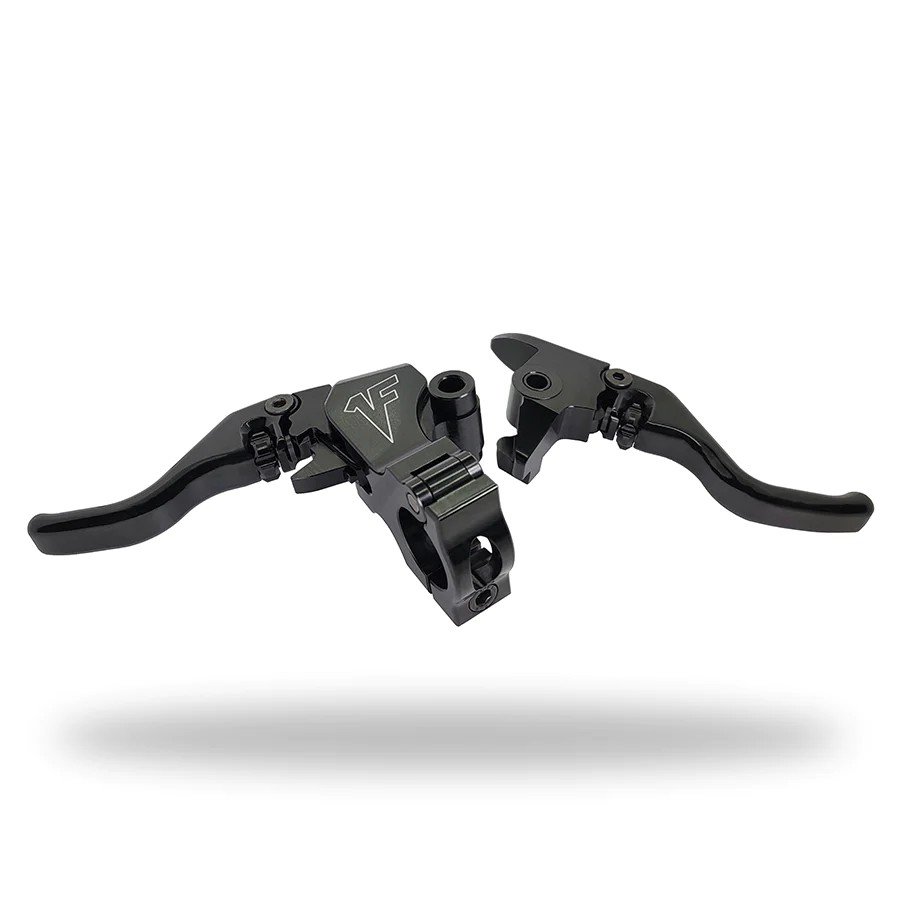 1FNGR Signature Series Adjustable Easier Pull Clutch Brake Lever Combo Black Harley Softail