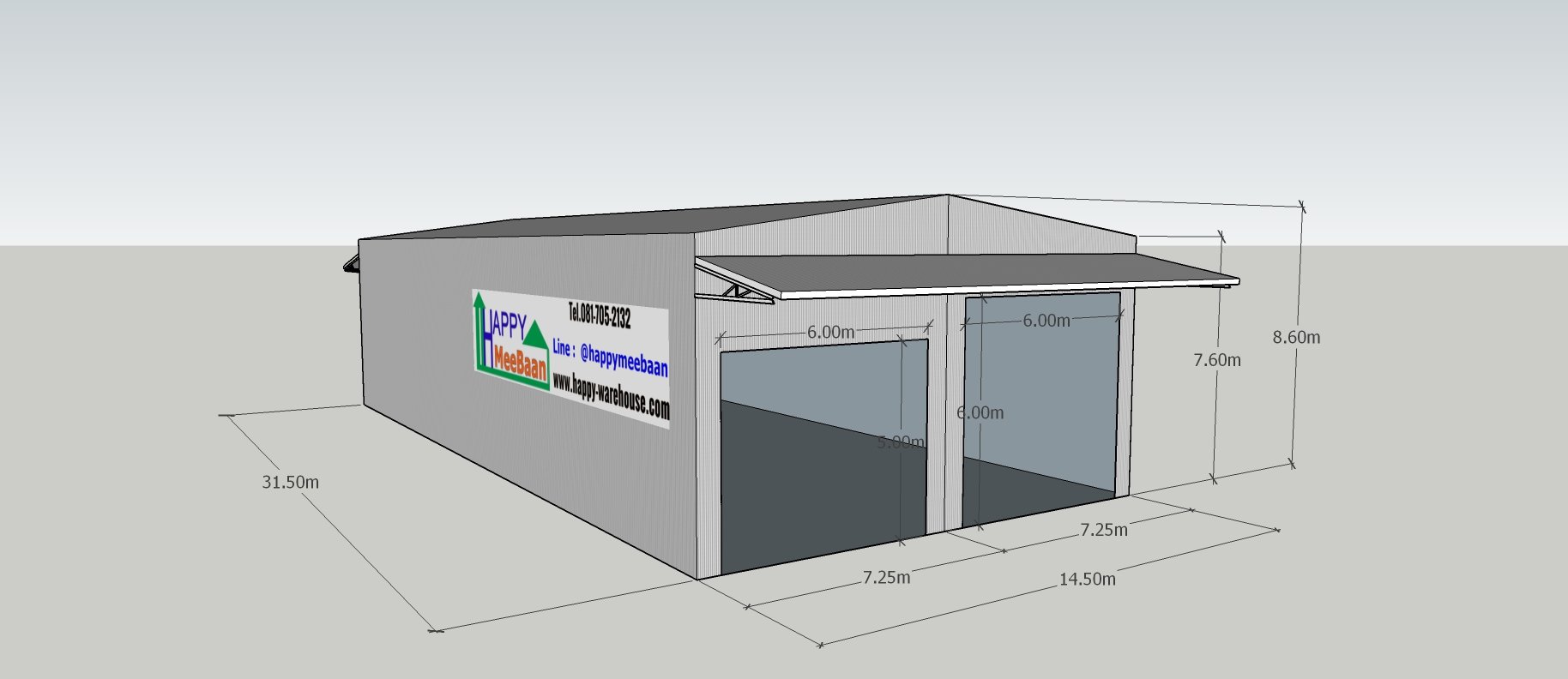 แจกแบบโกดัง 3D ฟรี | แบบโรงงาน คลังสินค้า ราคาประหยัด พร้อมรับสร้างโกดังสำเร็จรูป