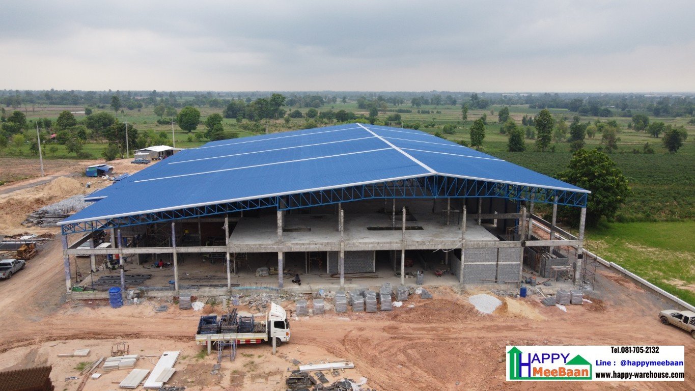 รับสร้างโรงงานขนาดใหญ่ 4,000 ตรม. (50x80 ม.) ระบบสำเร็จรูป โดยผู้เชี่ยวชาญ | Happy Meebaan