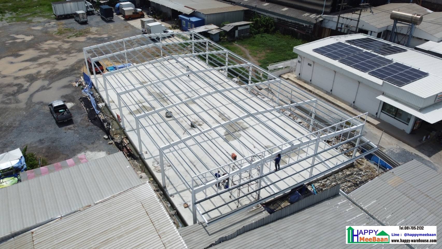 Large factory construction, Affordable warehouse construction, Steel structure installation, Wide Flange column structure, Wide Flange roof 