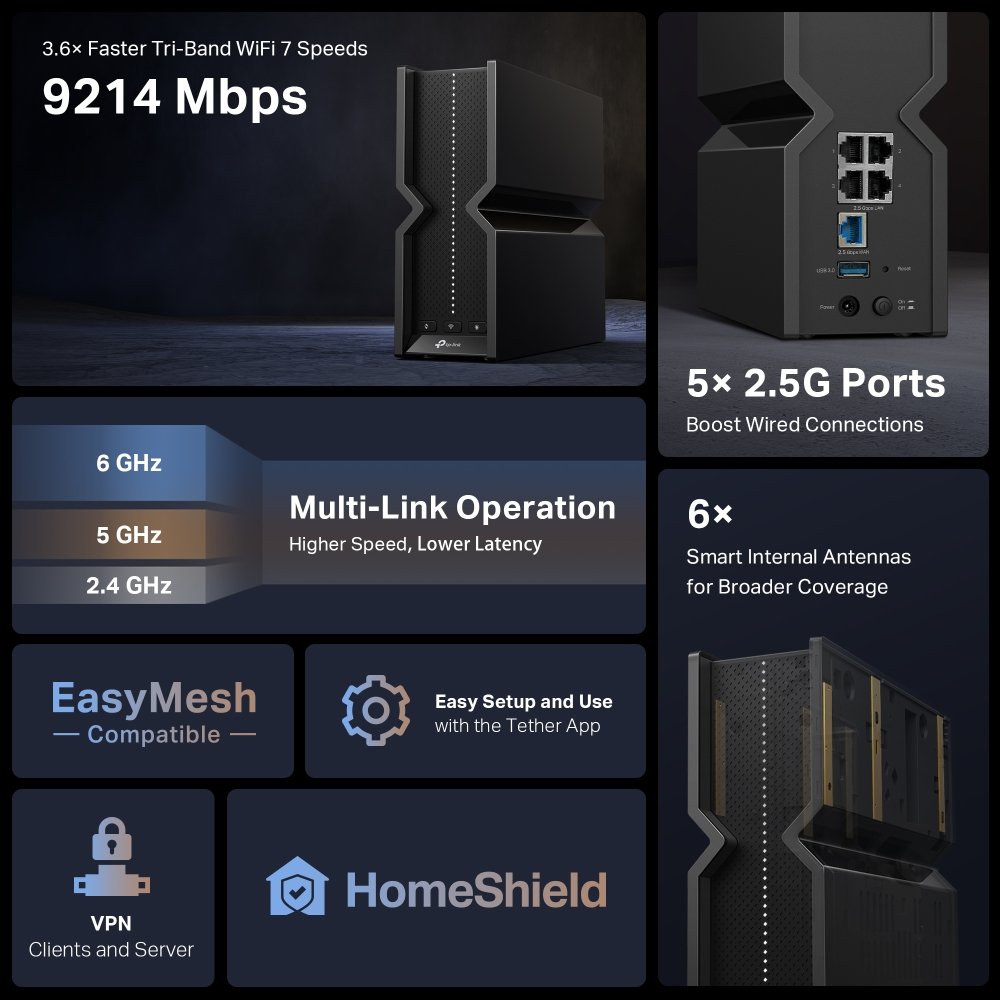 TP-LINK Archer BE550 BE9300 Tri-Band Wi-Fi 7 Router - totalit