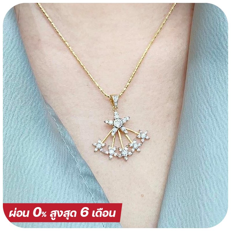 Six flower big diamond necklace (FREE Italy Gold Necklace)