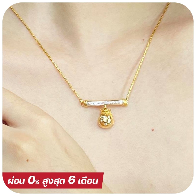 Money Bag Diamond Necklace (FREE Italy Gold Necklace)