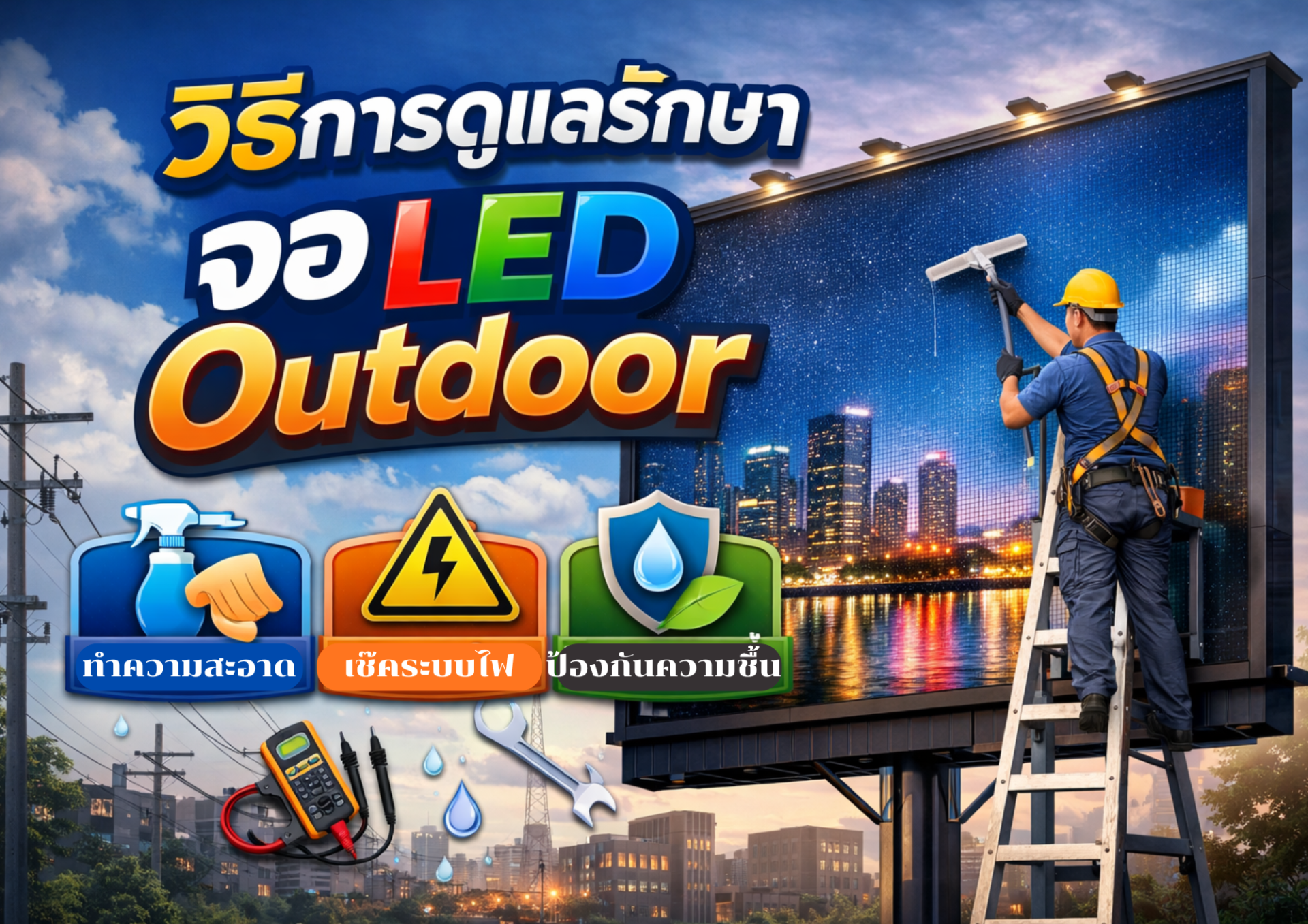 วิธีการดูแลรักษา จอ LED Display Outdoor (ภายนอกอาคาร)