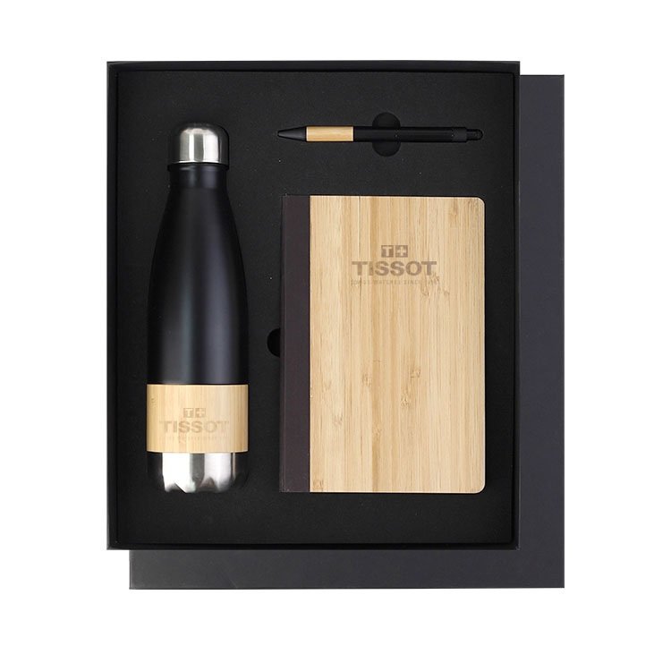 Bamboo Pen, Notebook & Vacuum Bottle Gift Set