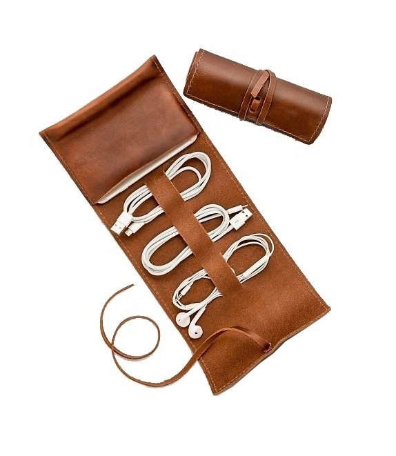 Leather Charger Roll Up Case