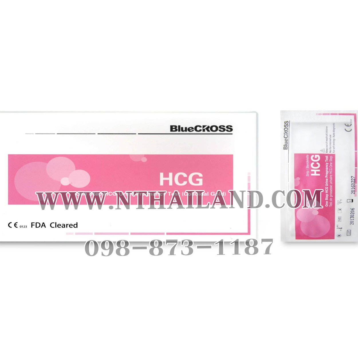 ชุดตรวจตั้งครรภ์ HCG ยี่ห้อ BlueCROSS (100สตริป/กล่อง)
