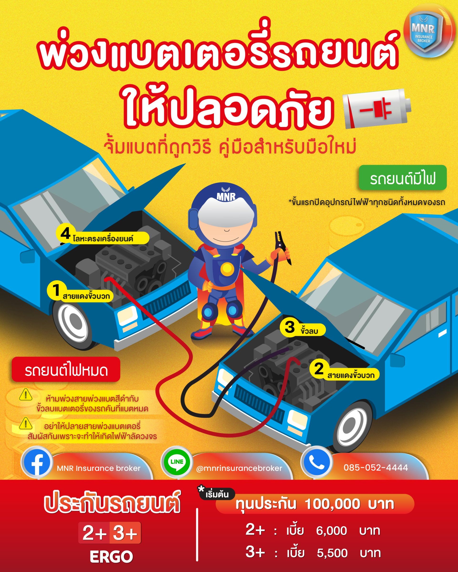 พ่วงแบตเตอรี่รถยนต์อย่างไร? ให้ปลอดภัยและถูกวิธี  พ่วงแบตเตอรี่รถยนต์อย่างไร? ให้ปลอดภัยและถูกวิธี