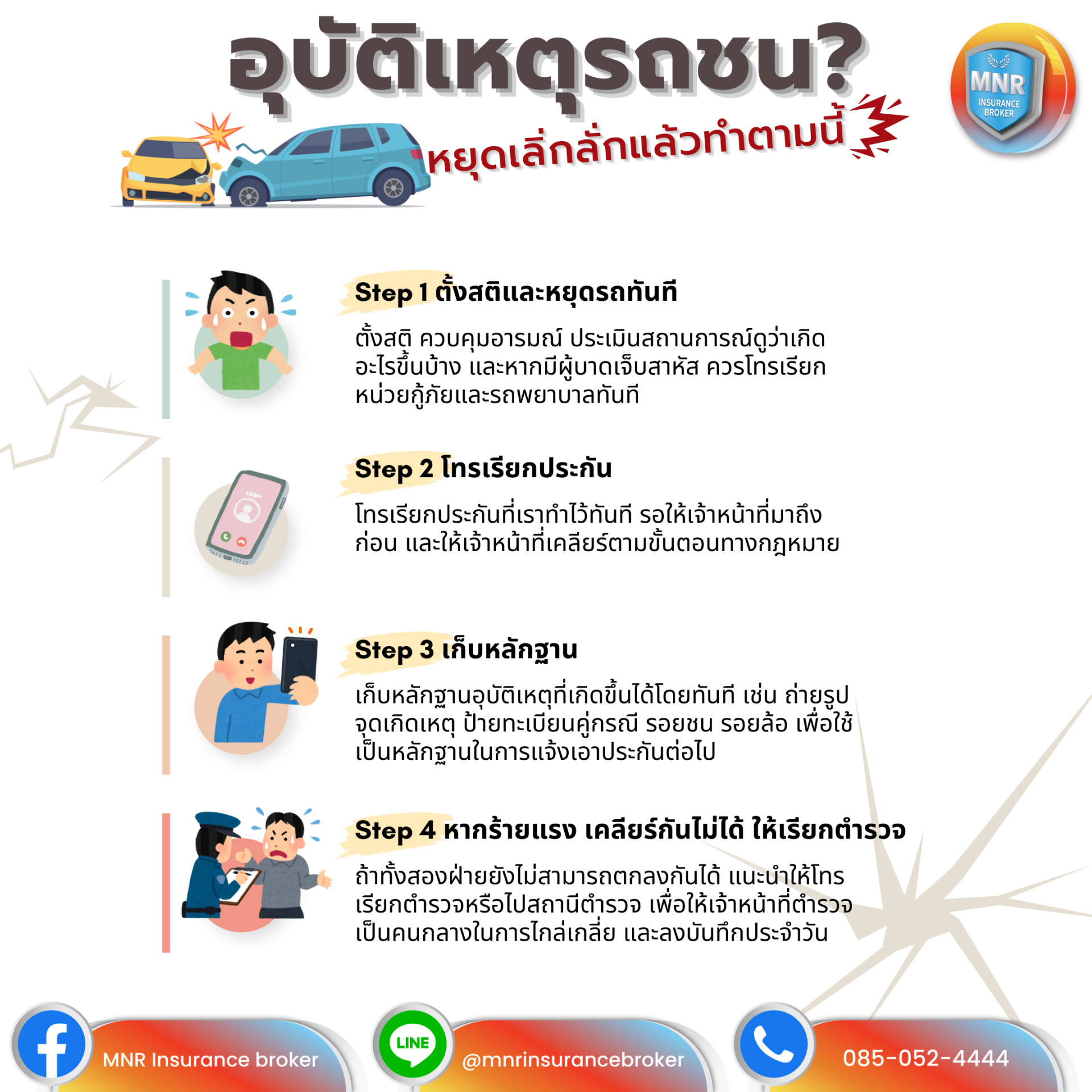 อุบัติเหตุรถยนต์? หยุดเลิ่กลั่กแล้วทำตามนี้ อุบัติเหตุรถยนต์? หยุดเลิ่กลั่กแล้วทำตามนี้