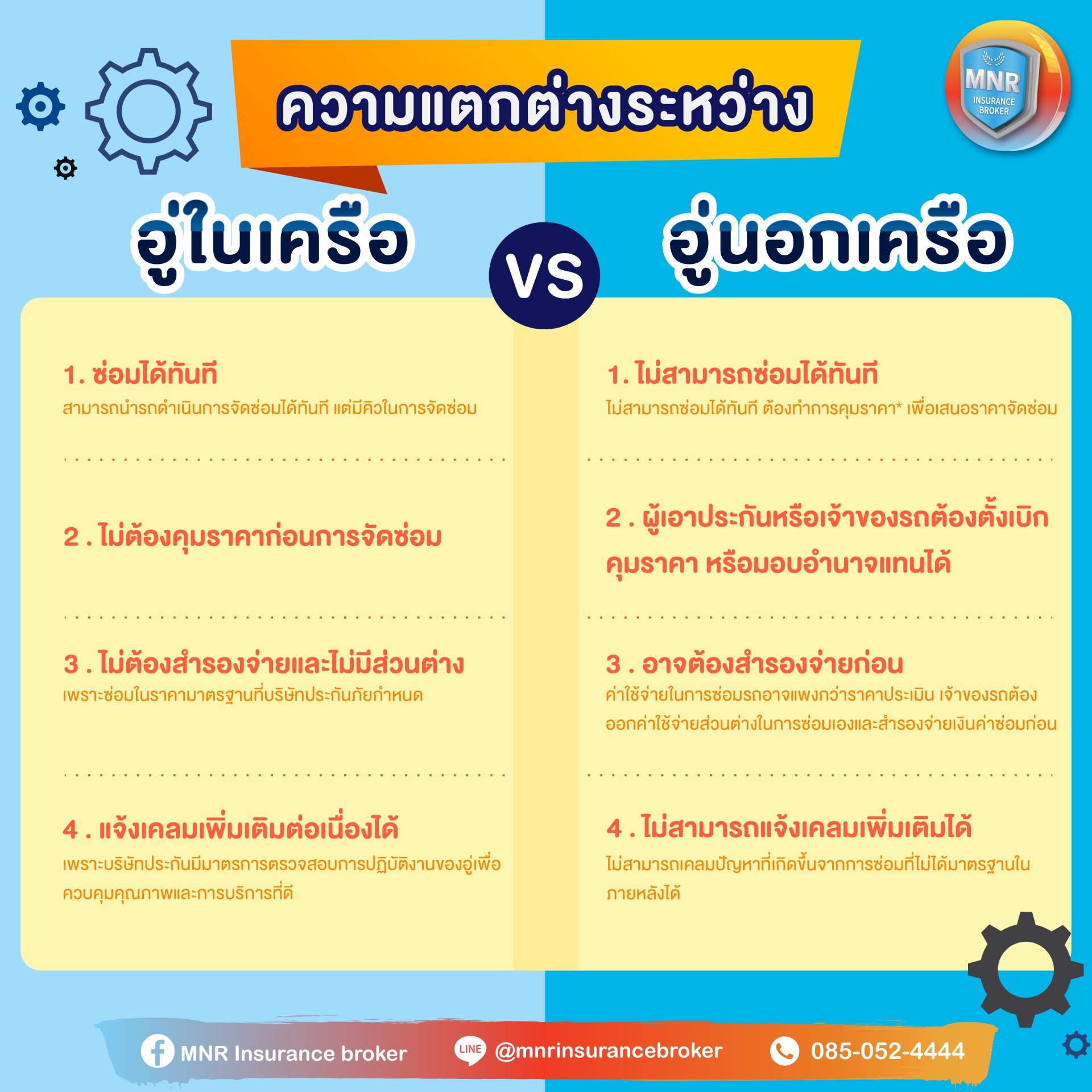 ความแตกต่างระหว่างอู่ในเครือและอู่นอกเครือ