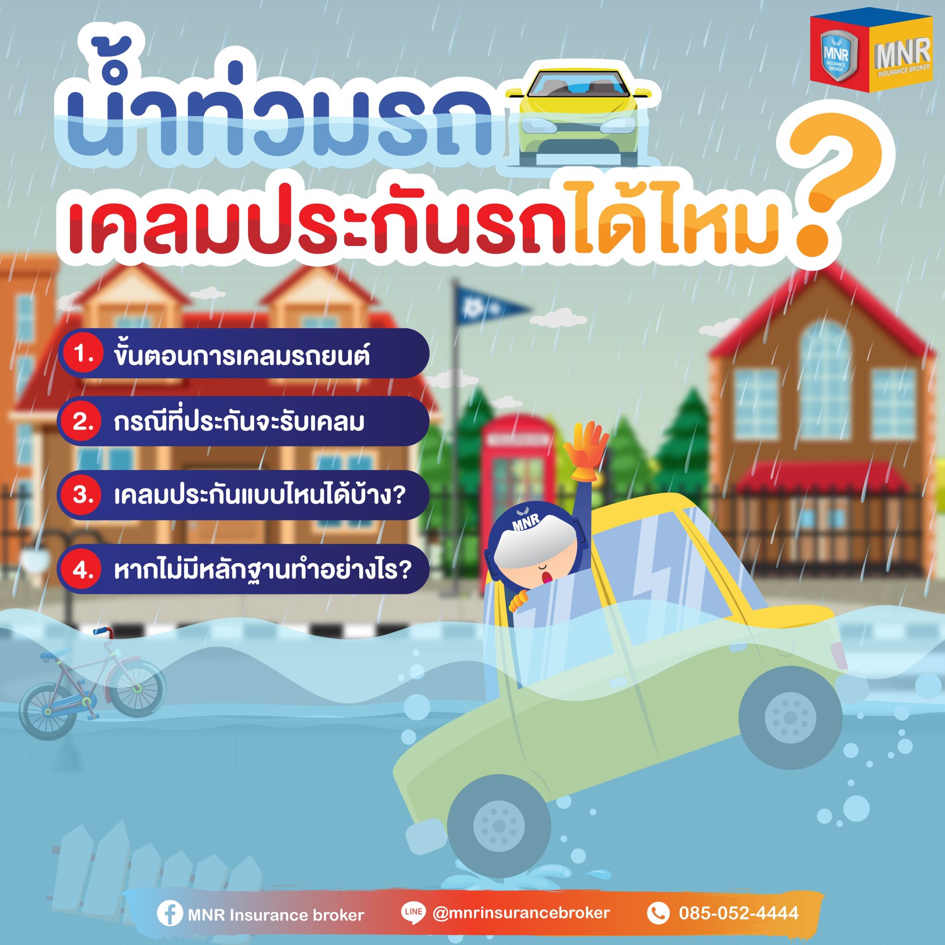 น้ำท่วมรถ เคลมประกันได้ไหม?