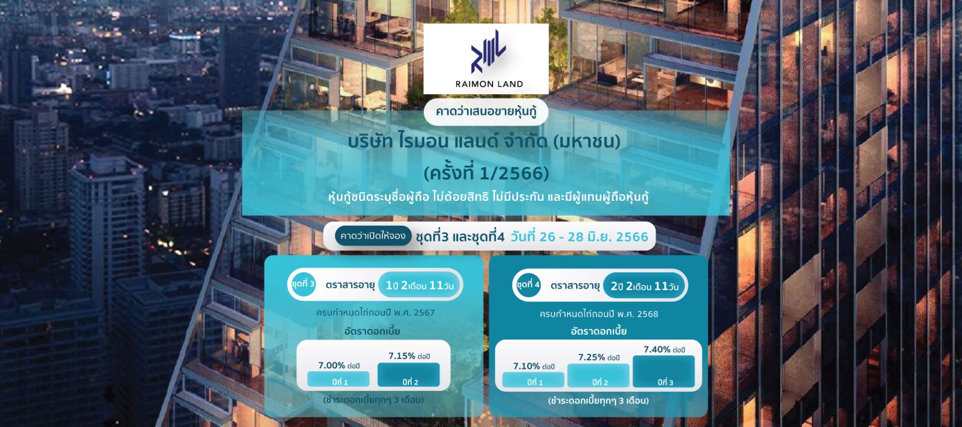 หุ้นกู้ ไรมอน แลนด์ ครั้งที่ 1/2566