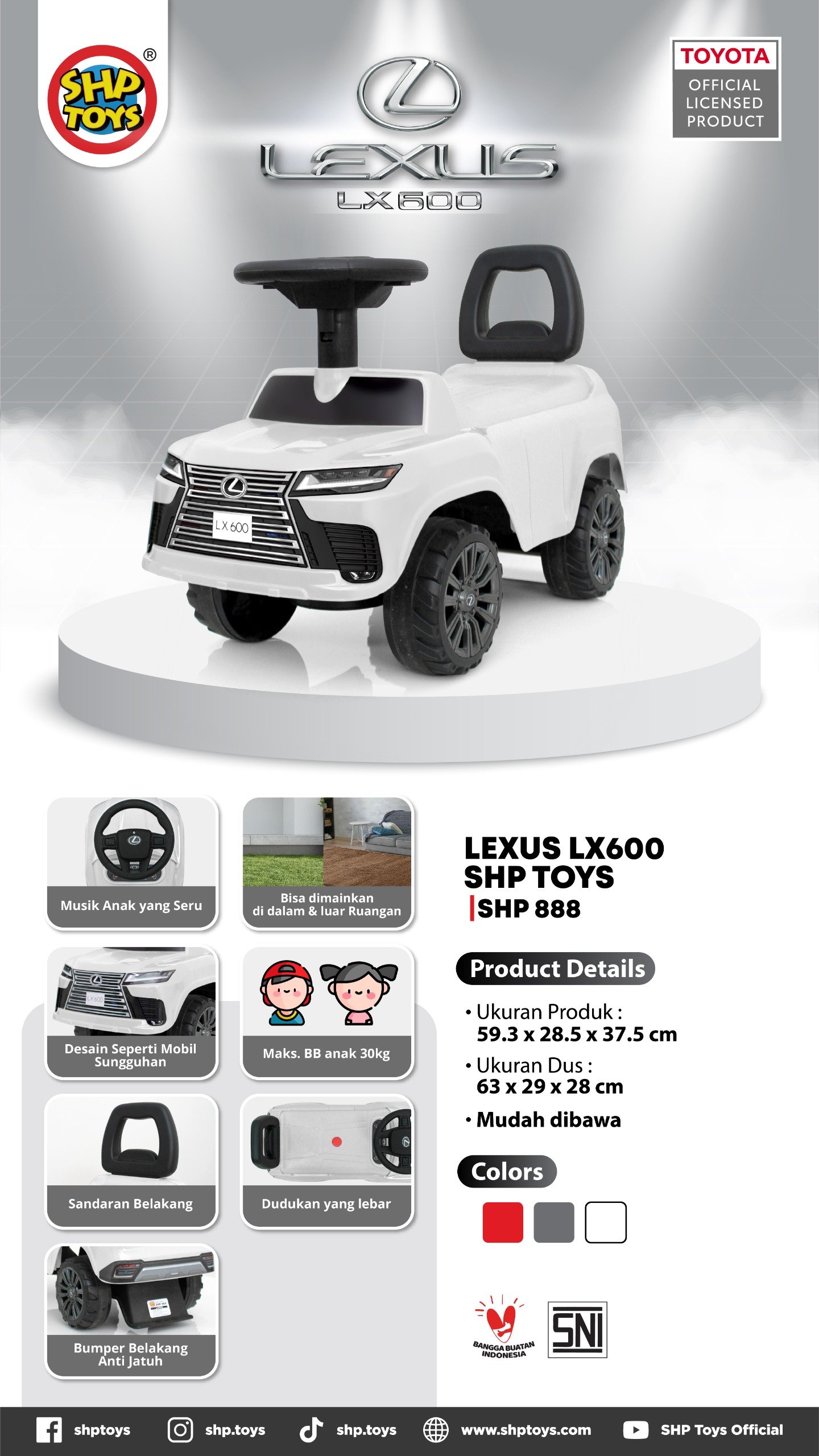 Mainan Tunggang anak tolocar Lexus LX 600 SHP TOYS - SHP 888 (NO HANDLE)
