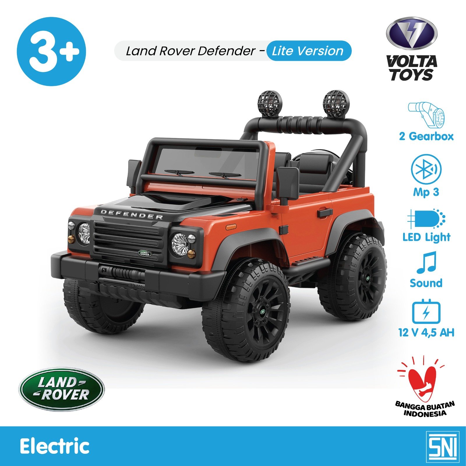 Land Rover Defender - Lite Volta Toys by SHP (Volta 5008) Mainan Mobil Aki Anak 12V Lisensi Resmi Land Rover ada Remote Control