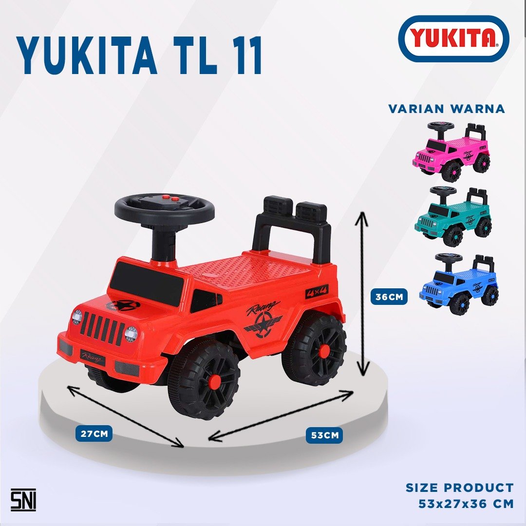 Mainan Anak Mobil Dorong Ride On Yukita Tolo TL-11 Cute Push Toys Mobil JEEP LAMPU Dorong - MERAH