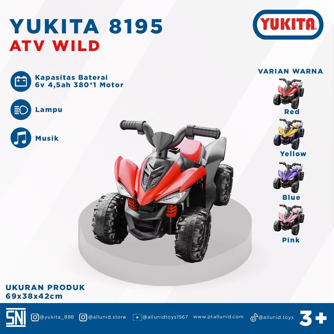 Mainan Motor Aki Anak Yukita ATV Wild Yukita 8195 - Merah