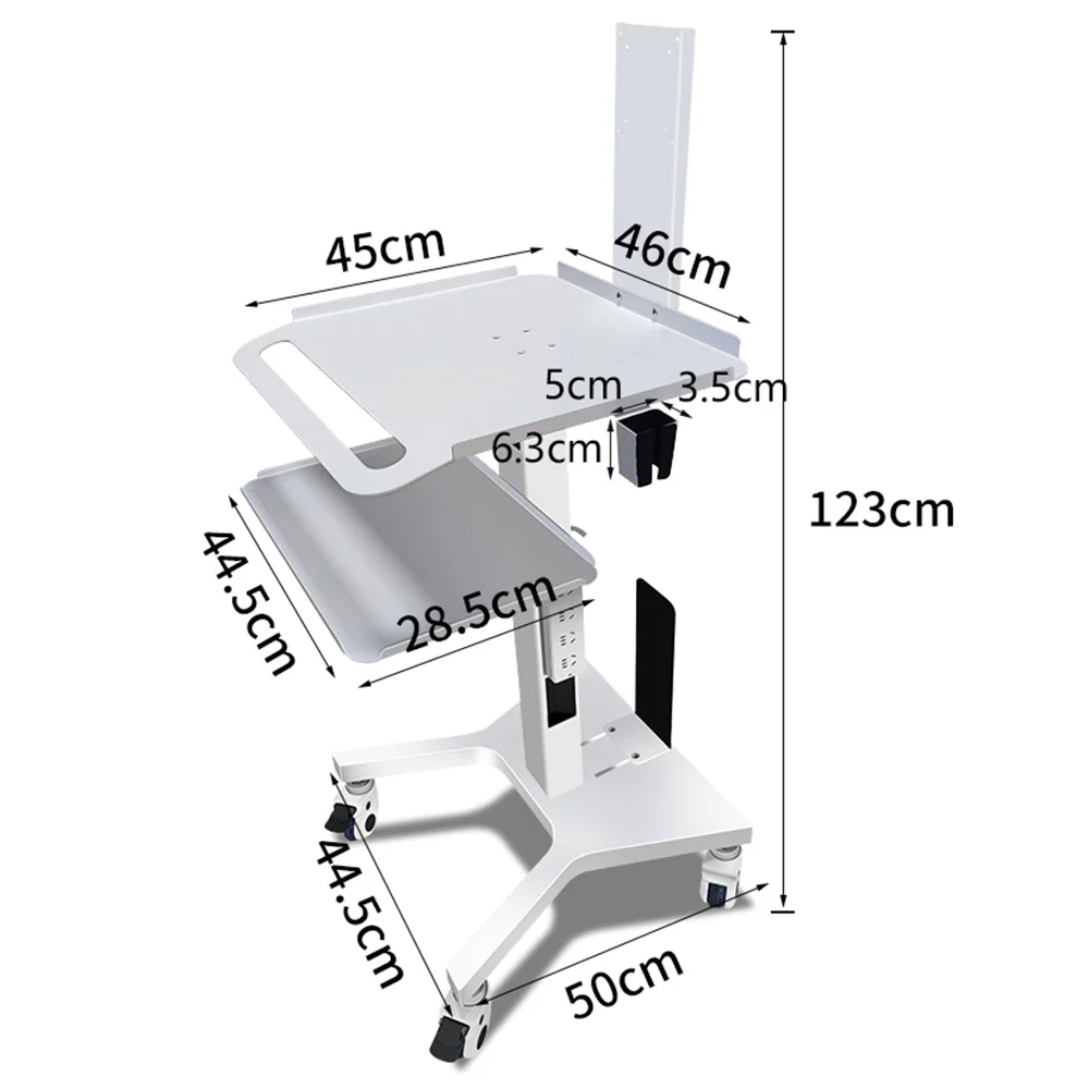 รถเข็นเครื่องมือพร้อมล้อลาก Intraoral Scanning Trolley Tool พร้อมขาตั้งที่ใส่ถาด Mobile Workstation